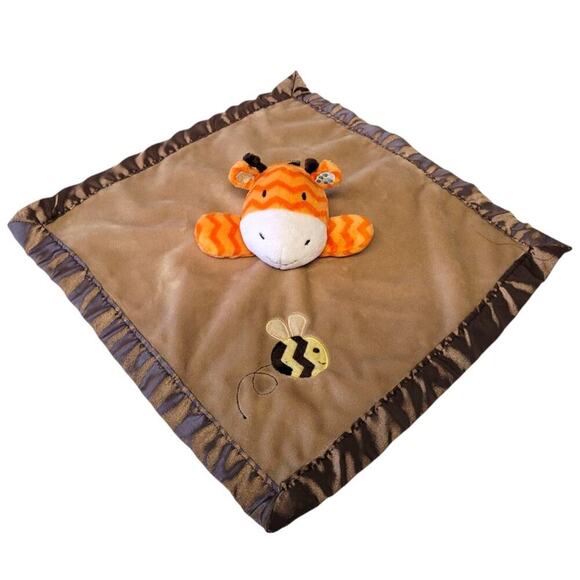 Circo Giraffe Lovey Security Blanket Bumble Bee Brown Orange 13" Plush Satin - Picture 1 of 9